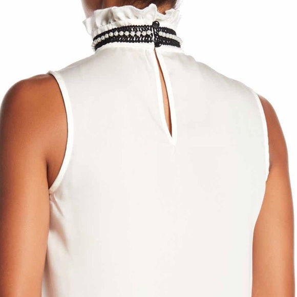 Nanette Lepore Ruffle Mock Neck Sleeveless Blouse - Picture 4 of 14